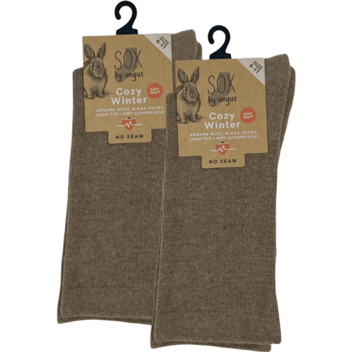 Luxurious Mocha Angora Wool Blend Socks – Seamless Comfort for Cozy Feet.