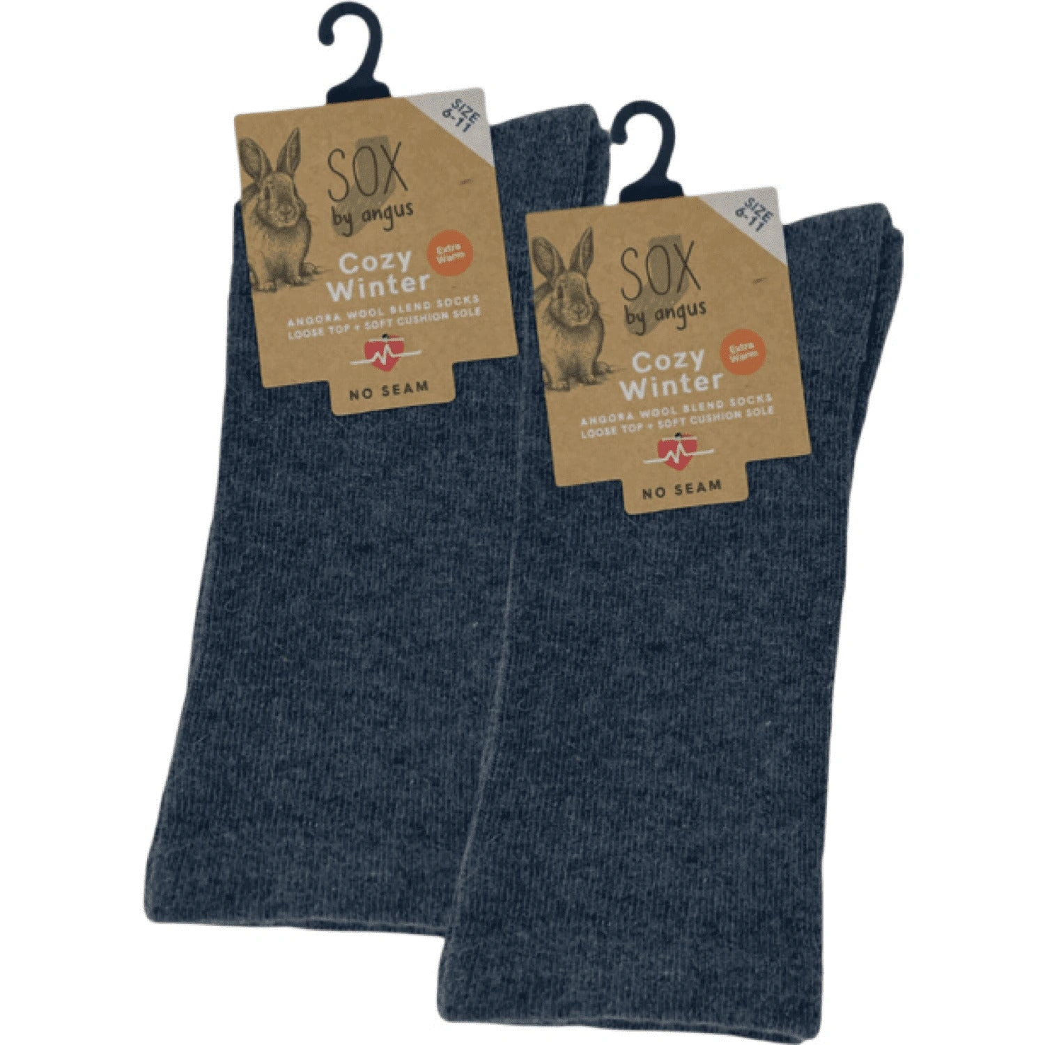 Cozy Angora Blend Socks: Seamless Comfort & Loose Top. Charcoal Perfection.