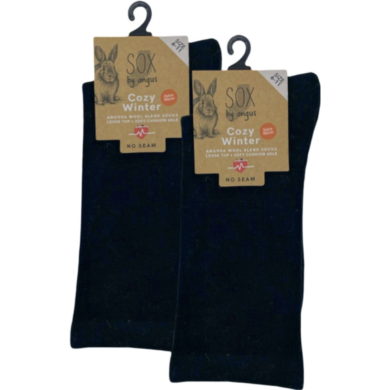 Cozy Comfort: Angora Blend No-Seam Socks - Black - Perfect Fit All Day Long!
