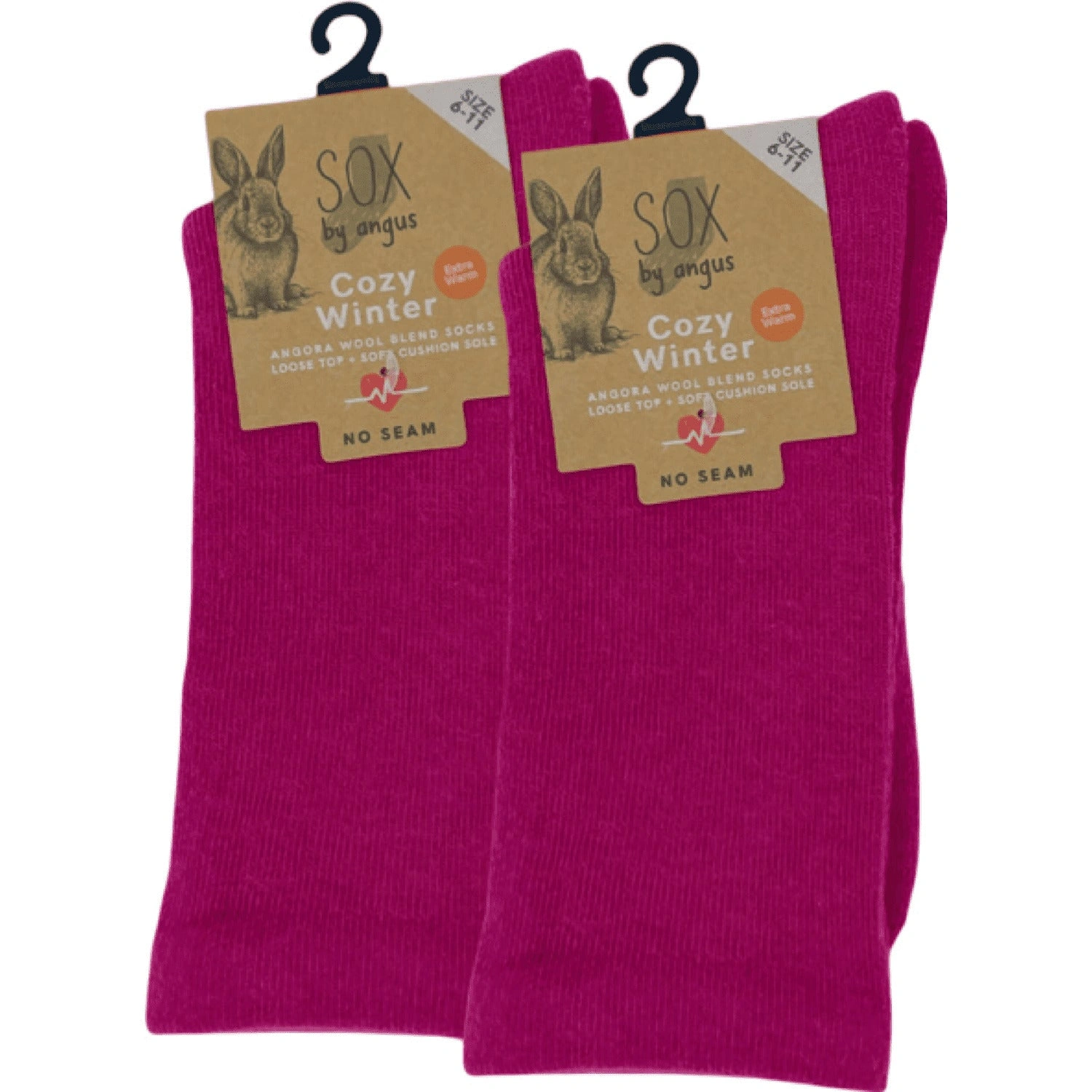 Hot Pink Angora Bliss Socks - No Seams, All Comfort, Perfect for Chilling!